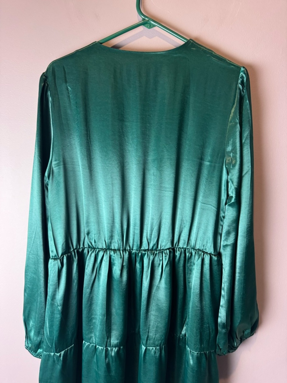 Taylor Tillman Green Satin Shiny Dress L - Picture 7 of 9